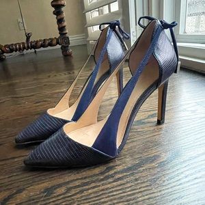 Zara D’Orsay Pumps Heels 38 Navy Suede and Faux Snakeskin. Great Condition!
